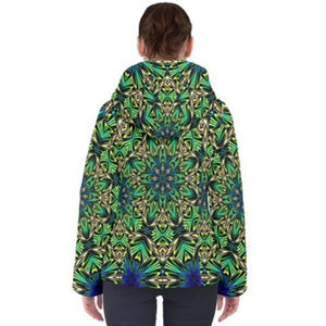 Green/Blue Pattern Puffer Jacket